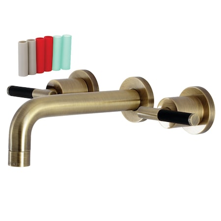 Kingston Brass KS8123CKL Two-Handle Wall Mount Bathroom Faucet, Antique Brass KS8123CKL